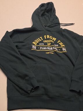 flag nor fail Dark Green Hoodie with Yellow Graphic